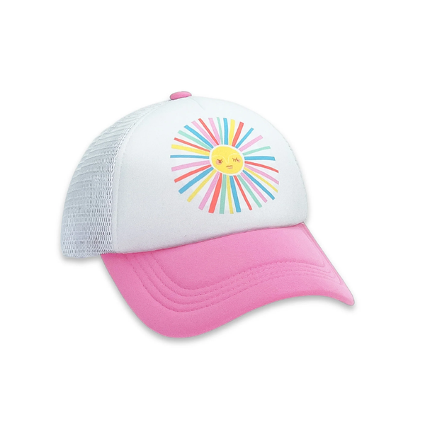 Feather 4 Arrow Rainbow Sun Trucker Hat 14G010RAI - Prism Pink/White
