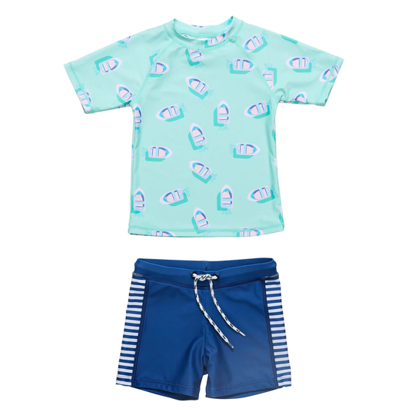 Snapper Rock Float Your Boat Short Sleeve Baby Set B50013 - Blue