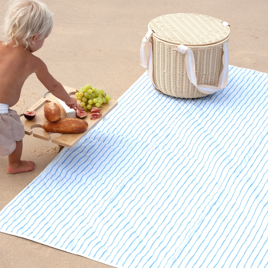 Sunnylife Beach And Picnic Blanket Le Weekend Mid Blue-Cream S41PBCRE
