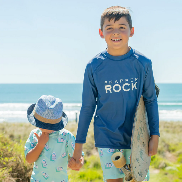 Snapper Rock Denim Logo Long Sleeve Rash Top B20089L - Blue