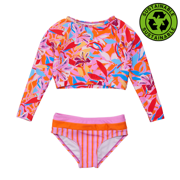 Snapper Rock Blooming Sunset Sustainable Crop Long Sleeve Rash Set G18506L
