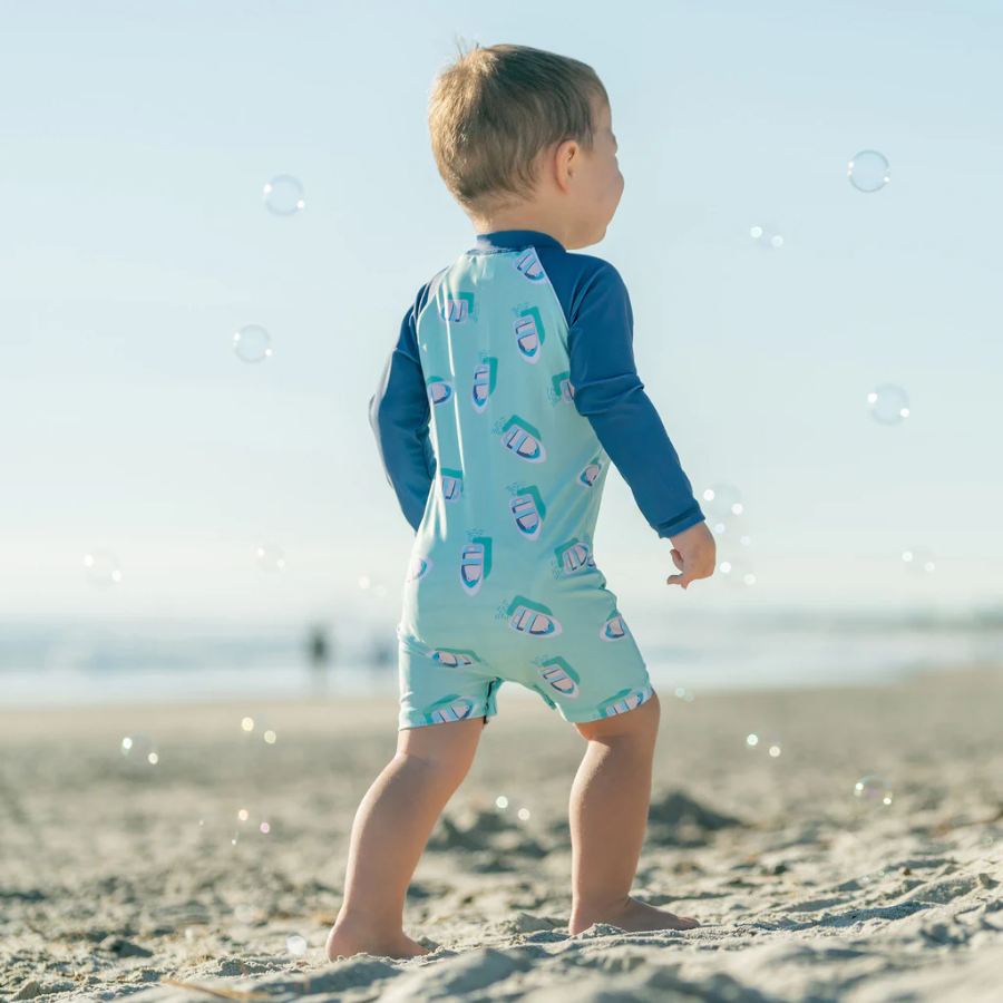 Snapper Rock Float Your Boat Long Sleeve Sunsuit B70834L - Blue