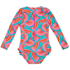 Snapper Rock Geo Melon Sustainable Long Sleeve Surf Suit G60039L - Red