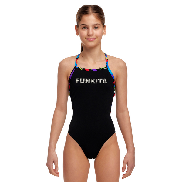 Funkita Girls Strapped In One Piece FS38G - Beat It Black