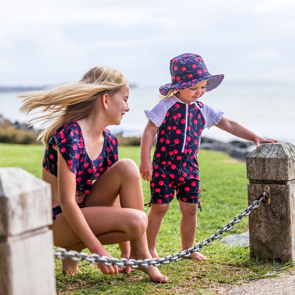 Snapper Rock Ma Cheri SS Ruffle Sunsuit G70812S - Navy