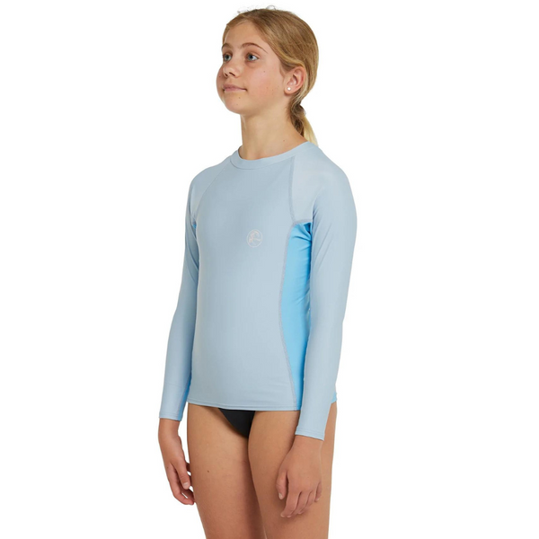 O'Neill Girls Classic UV Long Sleeve Rash Vest RG3346GA2SEA - Seafm/Cgrey