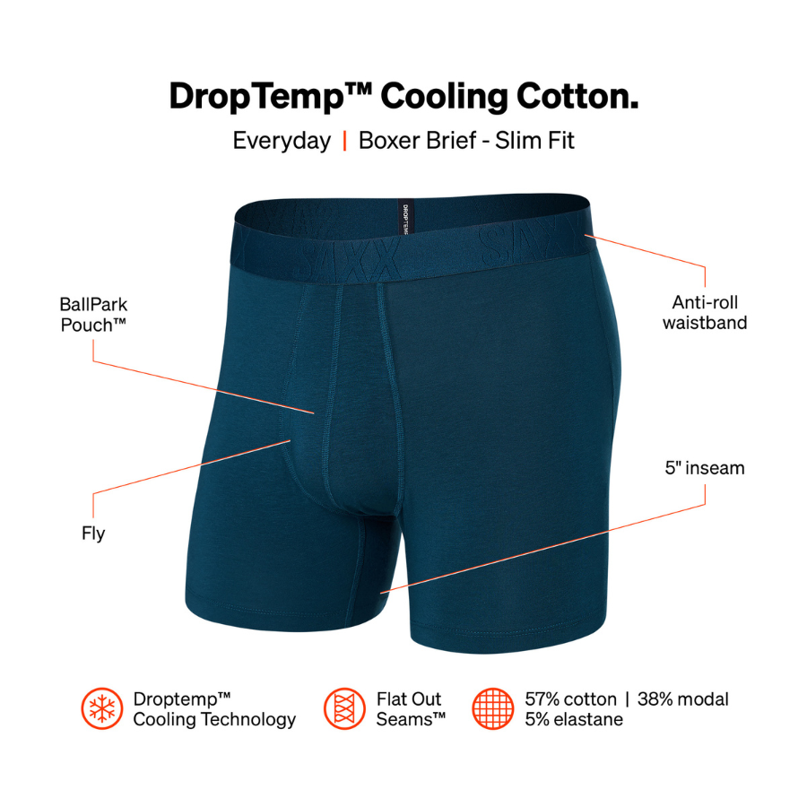 SAXX DropTemp Cooling Cotton Boxer Brief Fly SXBB44 - DPO