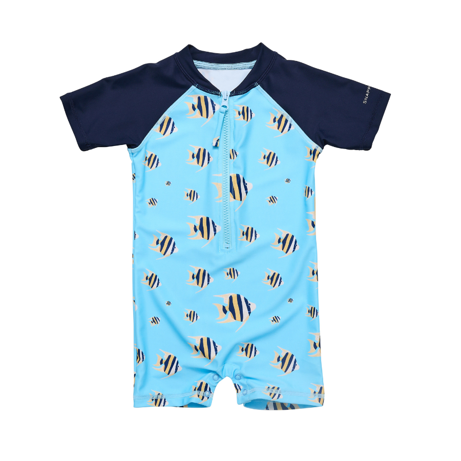 Snapper Rock Angel Fish Short Sleeve Sunsuit B70837S - Blue