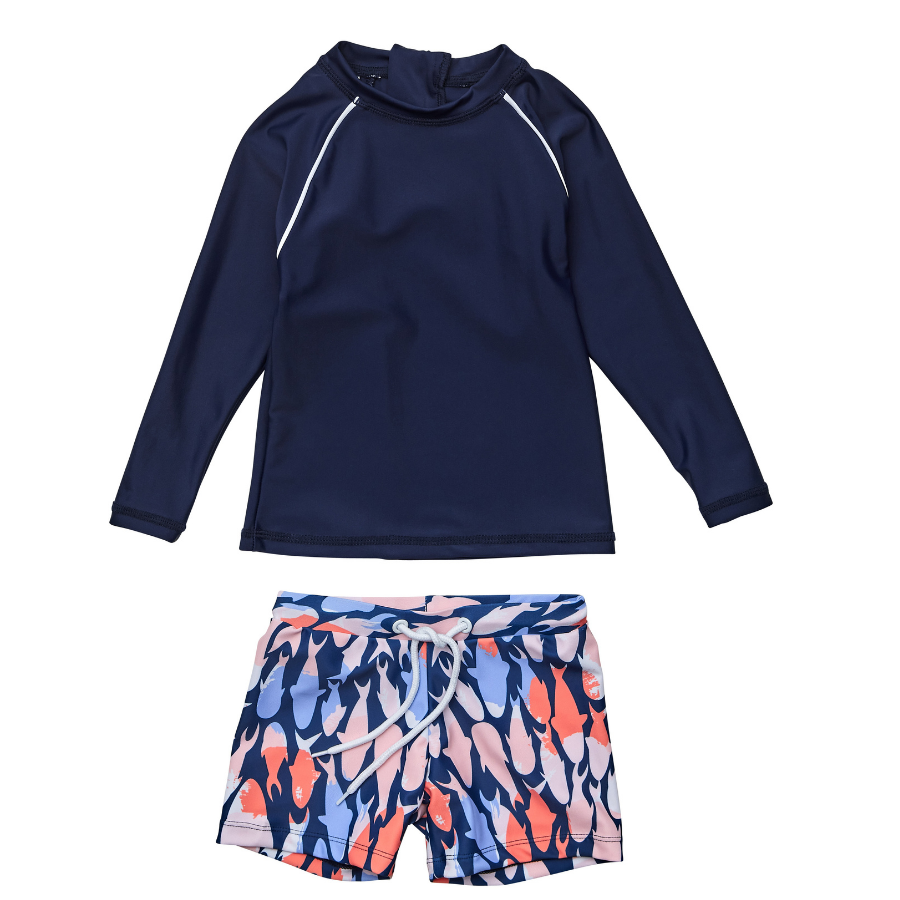 Snapper Rock Fish Frenzy Long Sleeve Baby Set B52014 - Navy