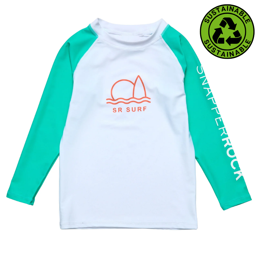 Snapper Rock Geo Surf Sustainable Long Sleeve Rash Top B20092L - White