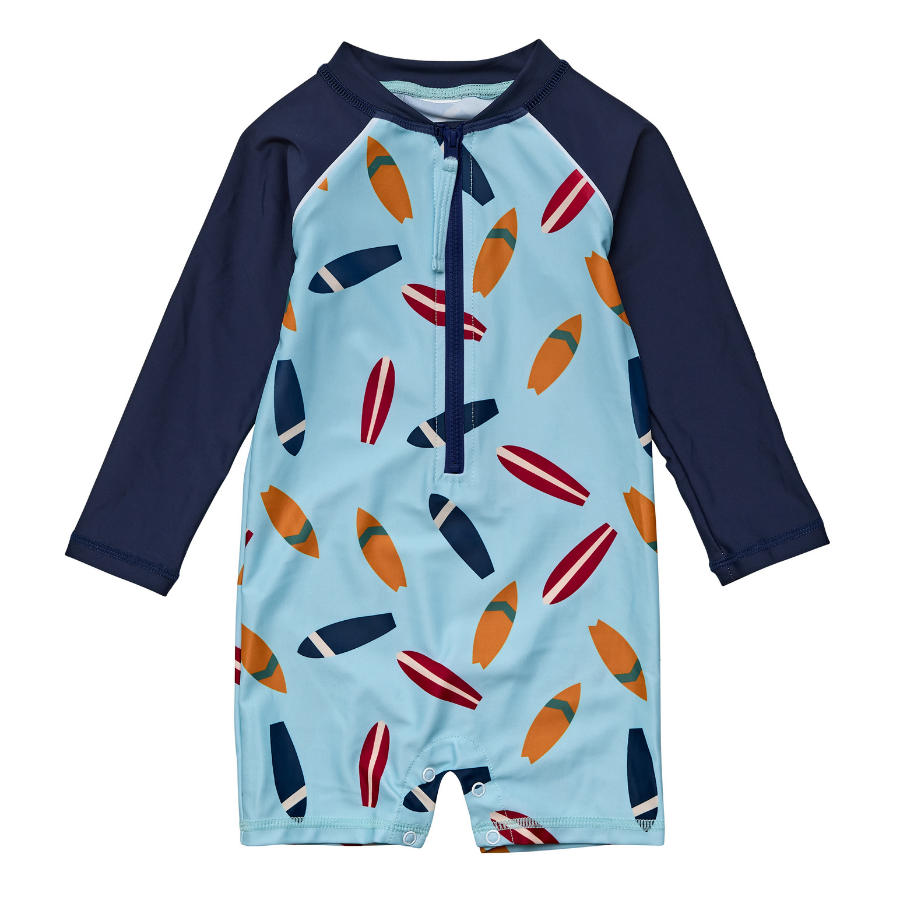 Snapper Rock Retro Surf Long Sleeve Sunsuit B70825L - Blue