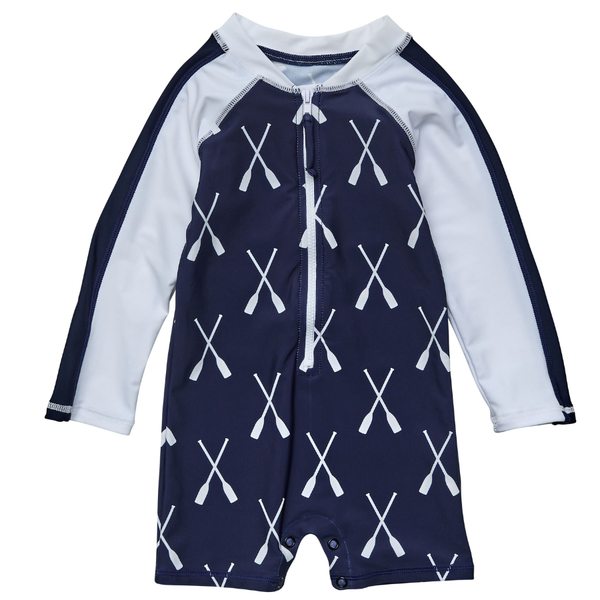 Snapper Rock Riviera Rowers Long Sleeve Sunsuit B70826L - Navy