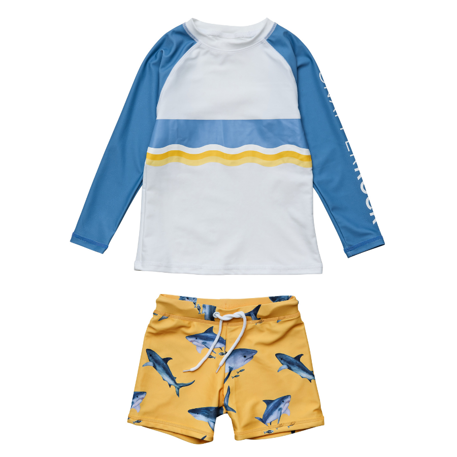 Snapper Rock Sunrise Shark Long Sleeve Baby Set B52015 - Yellow