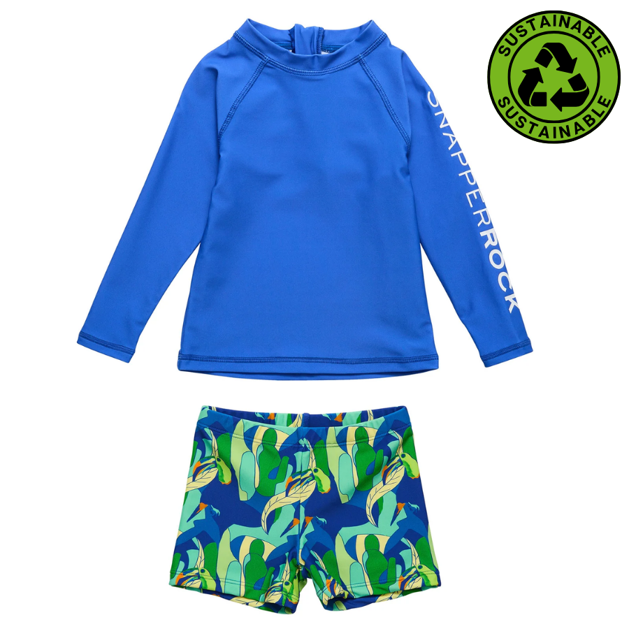 Snapper Rock Toucan Jungle Sustainable Long Sleeve Baby Set B52021 - Blue