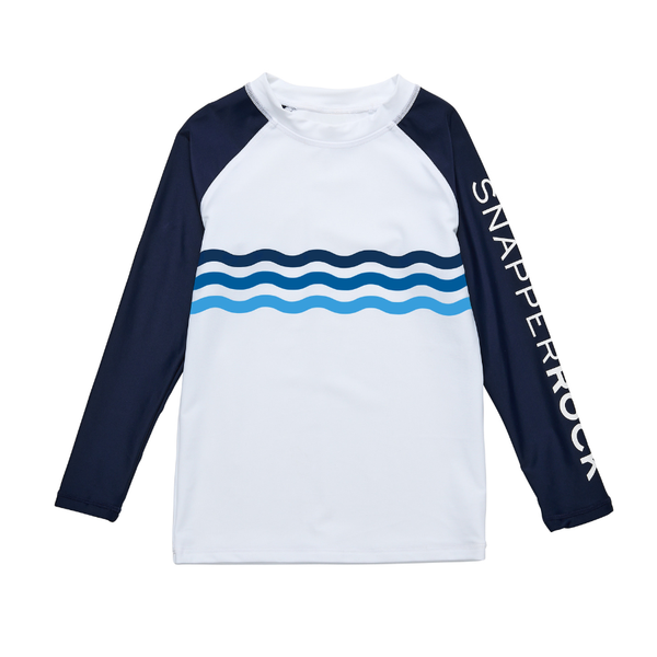 Snapper Rock Wave Stripe Long Sleeve Rash Top B20087L - White