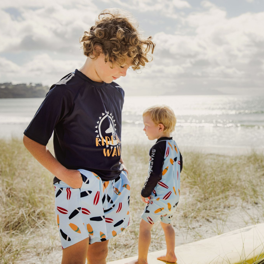 Snapper Rock Retro Surf Long Sleeve Sunsuit B70825L - Blue