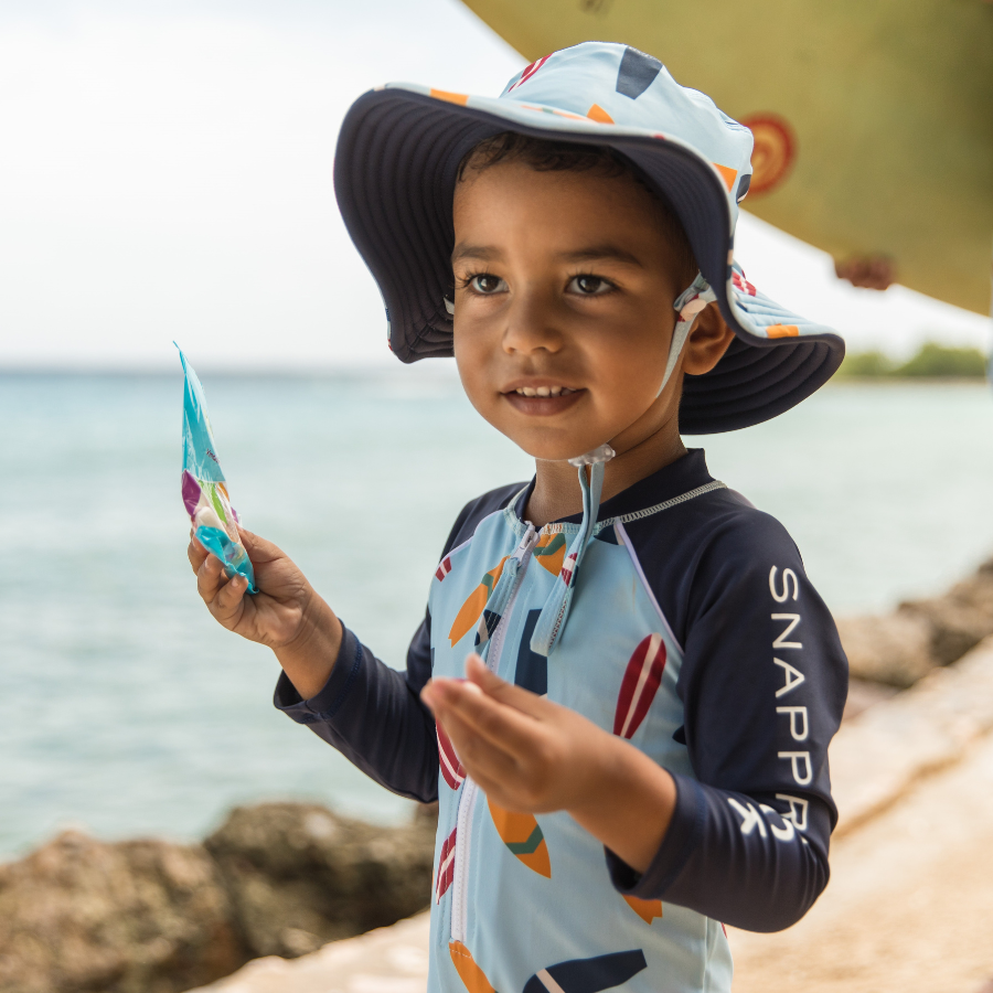 Snapper Rock Retro Surf Long Sleeve Sunsuit B70825L - Blue