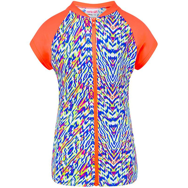 Cupid Girl Zip Rash Vest Short Sleeves Neon Tribe 101717