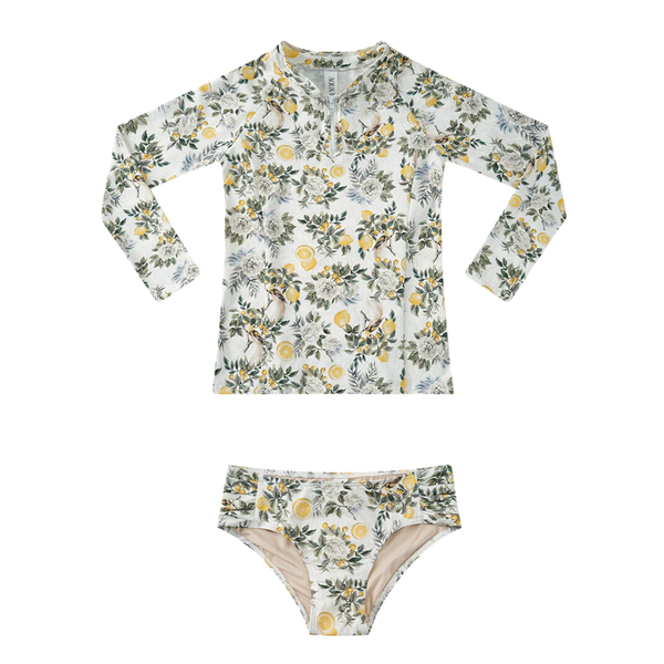 A stunning zip up womens rash vest in a lovely floral print and